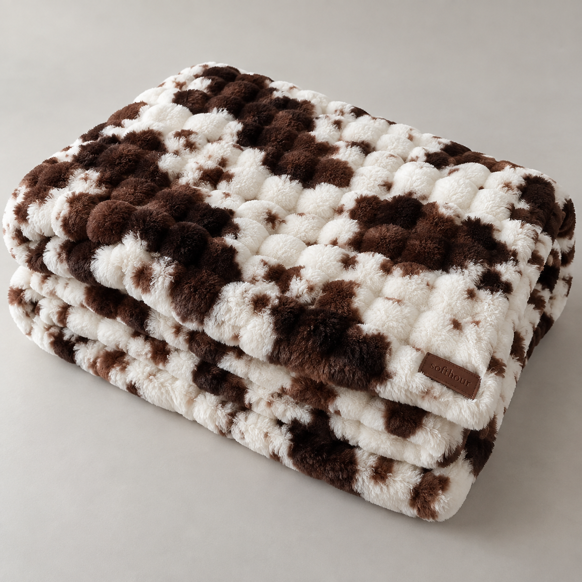 Brown & White Softhour Stay-In Blanket, folded detail