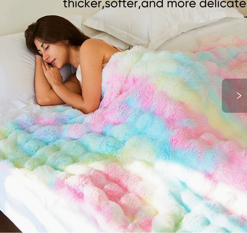 Pastel Mix textured blanket in use on a bed